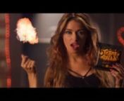 A launch material for Texas Wild Hot N&#39; Spicy chips, featuring Brazilian model/actress Daiana Menezes.