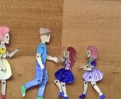my family in paper doll form, nnmama- red hair, yellow dress, cameranpapa- blue tee, jeans, skateboardnme- blue dress with red stripe top, brown hair, iPadnpoppy- pink hair, circus dress, bouncy ballnnxxx