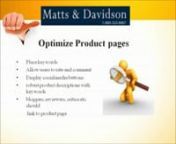 Online shopping space in New York is very crowded. To stand out, e-commerce optimization needs a different approach for SEO. Please call us at 1-800-353-8867 or Visit at: http://www.mattsdavidson.com/