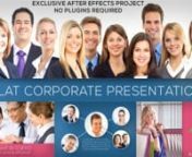 Download from videohive: http://videohive.net/item/flat-corporate-presentation/7477666?ref=dordenMy website: http://aedorde.comnVideohive profile: http://bit.ly/videohivenMy facebook page: http://www.facebook.com/AEdordenTwitter: http://www.twitter.com/AEdordenContact me for customization: http://aedorde.com/customizationnnFLAT CORPORATE PRESENTATIONnMain features:n- After effects cs5 project (compatible with all newer after effects versions:cs5, cs5.5, cs6, cc)n- No plugins requiredn- 17 placeh