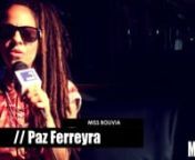 MISS BOLIVIA es el proyecto musical donde PAZ FERREYRA fusiona como cantante, dj y productora los ritmos de cumbia, dancehall, hip hop y reggae. Con tres discos en su carrera esta llevando su produccion independiente a muchas partes del mundo.nwww.pazymusica.com.ar
