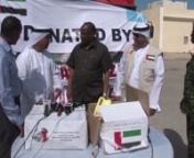 STORY: UAE FOOD DONATION TO SOMALI GOVERNMENTnTRT: 3:32nSOURCE: AMISOM PUBLIC INFORMATION nRESTRICTIONS: This media asset is free for editorial broadcast, print, online and radio use.It is not to be sold on and is restricted for other purposes.All enquiries to news@auunist.orgnCREDIT REQUIRED: AMISOM PUBLIC INFORMATION nLANGUAGE: ENGLISHnDATELINE: 18th/AUGUST/2014, MOGADISHU, SOMALIAnnThe United Arab Emirates (UAE) government handed over ten trucks containing 75,000 boxes of food aid to th