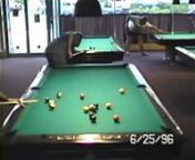 Fast Larry breaks and runs 15 and out, in 3:32 without the cue ball touching a rail.One negative comment was the pockets were buckets, he was slopping balls in,Not so, it was a gold crown 9&#39; table with 860, pro cut pockets at Twains in Decatur, I was hitting the long rail on a few shots gambling I would slop in trying to gain an angle on the next shot, the pros do this a lot, its called cheating a pocket, hit it slow and soft, and they do roll in and fall.There were a couple of nice combos