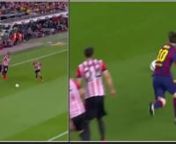 Slow motion look at Messi attacking and beating 4 defenders using 3 basic moves: InCut, OutCut, and Pass n&#39; Catch