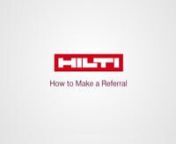How to Refer at Hilti: A Step-by-Step Quick Start Video from hilti