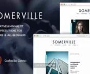 Download Somerville - Minimalistlean and valid source code guarantees great plugin support and compatibility. Somerville is a premium easy-to-use WordPress theme developed specifically for personal, streamlined blog websites. The theme is modern and brings minimalist feeling to your WordPress blog. Our theme comes with three main layouts (left sidebar, right sidebar and without sidebar) and with a fully responsive design. You will receive a detailed documentation along with additional features
