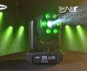 Showtec Shark Combi Spot One. Productcode: 45022 - https://goo.gl/AckSDrn• Wash &amp; Spot-in-one• Oled Display Ir remote included• 30W + 6x 8W Q4 LEDnThe Shark Combi Spot One is the all-purpose 2-in-1 moving head within the Shark family. Using a 30W white LED light source for 11° spot and 6 pieces 8W RGBW LED&#39;s for a nice 25° wash, the Shark Combi Spot One offers great flexibility during use and saves space in your installation. The light output from both wash and spot, together with th