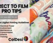 Your DTF printer is not just a machine, it&#39;s an essential tool that plays a vital role in ensuring your work is impeccable.nnFor more Pro Tips check out the DTF Showcase: https://vimeo.com/showcase/dtf-pro-tips-coldesi-12h2nnThe COLDESI DIGITAL PRINTING GUIDELINES are designed to guide you through the nuances of Direct to Film digital printing and the various factors that can impact your printer. By following these guidelines, you can maximize printer performance and maintain your printer effect
