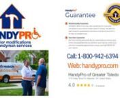Local Handyman Services Maumee Ohio from HandyPro of Greater Toledo. 1715 Indian Wood Cir, Maumee, OH 43537 Phone: 419-930-1373 https://www.handypro.com/locations/toledonnIf you are looking for a handyman or handywoman in Maumee OH who is trustworthy, reliable, and fully insured, then a handyman or handyperson from HandyPro Greater Toledo is a great choice.nHandy Pro has been built on referrals and inspired by trust since 1996. Contact your local handyman services in Maumee OH today for your fre