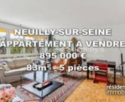 Retrouvez cette annonce sur le site Résidences Immobilier.nnhttps://www.residences-immobilier.com/fr/92/annonce-vente-appartement-neuilly-sur-seine-3248873.htmlnnRéférence : XXXnnNEUILLY- BAGATELLEnnÀ Neuilly Sur Seine, appartement familial de 83 m² avec trois chambres situé au quatrième étage d&#39;un immeuble semi - récent .nEntrée desservant une cuisine, un séjour et un espace nuit regroupant trois chambresnet une salle de bains.nPlan très fonctionnel, vue dégagée, commodités au pi