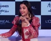 ‘Beauty products and cosmetics are to enhance what you already have’: Deepika Padukone on the importance of beauty products and cosmetics. At the L’Oreal Paris Cannes Collection 2017 launch, she chose to wear a red and white cut out dress with puffed sleeves and she looked graceful as ever. Deepika picked an Alexander McQueen outfit for the event. She accessorised it with earrings from Tom Ford, rings from Chloé and a pair of heels from Giuseppe Zanotti. Bronzed eyes, blood-red lips and b