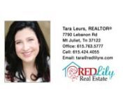 1115 Harris Branch Rd Hartsville TN 37074 &#124; Tara Leurs nnTara LeursnnTara earned her real estate license in 2004 as a way of financing her college education and graduated from MTSU in 2005 with a major in public relations and double minor in marketing/English. She became a broker in 2013 and opened Red Lily in 2014 to create a real estate company that continually strives for honesty and integrity. With over ten years&#39; experience as a professional realtor, Tara offers clients, whether they are bu