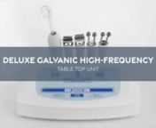 https://www.spaandequipment.com/Deluxe-Galvanic-High-Frequency.htmlnnThe Deluxe Galvanic High Frequency Table Top Unit offers two of the most popular facial treatment tools in one affordable, space-saving package. Your clients are sure to love the combination of Galvanic and High Frequency. Included with two pairs of Galvanic handles (roller and ball-point) and 4 unique glass electrodes for High Frequency.nn- High Frequency - High Frequency treatment is a popular treatment method known for its g
