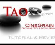 This is an extensive Product Review and Tutorial on the film grain, film texture, film effects product &#39;Cinegrain&#39; www.Cinegrain.com. nnIf you want to add film grain or mimik certain types of film looks (Super 8mm, Silent Film, film flashes, lens flares) then the Cinegrain package of film footage may be right up your alley. It&#39;s not a plug-in - but actual scanned film. Since it&#39;s not a plug-in t&#39;s very easy on the CPU. But - it is a little heavy on your wallet... which is why I dig in so deep an