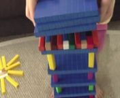 This video is of my preschool aged daughter playing with Cuisenaire rods in an unstructured way. She leads the way in how the play time goes. It is very important to let children have as much time as possible to play with the blocks in order to begin internalizing math concepts. She played with these for 6 months before I began to label them with number names.nnNotice how my daughter is learning on her own that 10 tens is 100 and is learning the number bonds for 10 without realizing it.nnNo matt