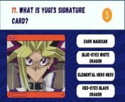Are you a true fan of Yu-Gi-Oh, the popular anime and card game series?&#60;br/&#62;&#60;br/&#62;Do you know everything about the characters, the cards, the duels, and the lore? If you think you have what it takes to be a master duelist, then take this ultimate Yu-Gi-Oh quiz and test your knowledge.&#60;br/&#62;&#60;br/&#62;This quiz will challenge you with 20 questions that cover all aspects of the Yu-Gi-Oh universe, from the original manga to the latest spin-offs. Whether you are a fan of Yugi, Kaiba, Jaden, Yusei, or Yuma, you will find something to enjoy in this quiz. But be careful, some questions are harder than others, and you might need to use your best strategies to ace this quiz. So, are you ready to duel?&#60;br/&#62;Then let’s begin this Yu-Gi-Oh quiz and see if you can get a perfect score.&#60;br/&#62;#yugiohcards #trivia &#60;br/&#62;&#60;br/&#62;Episodes:&#60;br/&#62;0:00 Introduction to the Game &#60;br/&#62;0:13 What&#39;s the name of the main character in the series?&#60;br/&#62;0:29 What&#39;s the name of the city where the series takes place?&#60;br/&#62;0:45 Which country is the show set in?&#60;br/&#62;1:01 Who is Yami Yugi?&#60;br/&#62;1:17 How many millennium items are there?&#60;br/&#62;1:33 Where does Tea want to go after she graduates?&#60;br/&#62;1:49 What&#39;s the only card we ever see that Joey uses?&#60;br/&#62;2:04 What&#39;s the name of the burger bar in the series?&#60;br/&#62;2:20 What year did the series start?&#60;br/&#62;2:36 Who originally owns the Blue-Eyes-White-Dragon card?&#60;br/&#62;2:52 How many series are there?&#60;br/&#62;3:08 True or false: The series is based on a manga?&#60;br/&#62;3:24 Which millennium item does Yugi have?&#60;br/&#62;3:40 Which country do the gang visit in series 5?&#60;br/&#62;3:56 What is Maximillian Pegasus&#39; claim to fame?&#60;br/&#62;4:12 Which character in the Anime has the best win-loss record in all of the duels shown?&#60;br/&#62;4:28 What is Yugi&#39;s Signature Card?&#60;br/&#62;4:44 Which one of these opponents did Yugi not fight in the Duelist Kingdom Arc?&#60;br/&#62;5:00 What was the last Monster to appear in the anime?&#60;br/&#62;5:16 Which one of these opponents did Yugi not fight in the Duelist Kingdom Arc?&#60;br/&#62;5:33 your score ?