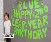 A leap year baby is set to celebrate his second birthday - despite being days away from turning eight-years-old.&#60;br/&#62;&#60;br/&#62;Blue Turner was born at 1 am on February 29, 2016, making him one of the rare leap year babies who celebrate an extra birthday every four years.&#60;br/&#62;&#60;br/&#62;The youngster says he is looking forward to his birthday next week, when he will be turning eight, despite technically only being two in leap years.&#60;br/&#62;&#60;br/&#62;And while he doesn&#39;t quite understand what a leap year is, Blue does know that he gets two rounds of presents, according his proud mum and dad. &#60;br/&#62;&#60;br/&#62;Parents Paul, 44, and Rachael, 42, welcomed Blue into the world at Wolverhampton&#39;s New Cross Hospital almost three weeks before his due date of March 20.&#60;br/&#62;&#60;br/&#62;It was even day the Paul proposed to Rachel by dressing up Blue in a baby grow which said &#92;