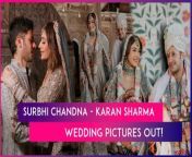 Popular TV actress Surbhi Chandna tied the knot with her longtime boyfriend, Karan Sharma, in a vibrant wedding ceremony in Jaipur on October 2, 2024. The couple have now taken to their respective social media handles to reveal their stunning first photos from the wedding. Surbhi looked mesmerising in a grey lehenga with pink embellishments on it. Karan, on the other hand, complimented her with a stylish silver sherwani. Their pictures have quickly spread across social media, highlighting the couple&#39;s affection and bond.&#60;br/&#62;