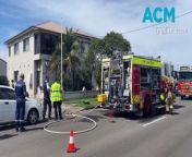 Firefighters and police at the scene of a unit fire in Keira Street, Wollongong on Monday, March 11, 2024. Video by Robert Peet