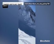 This avalanche was spotted crashing down the slopes of the French Alps in Chamonix-Mont-Blanc on March 4. No one was injured, and no one was on the uphill track.
