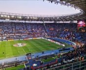 Roma host Brighton in the last 16 of the Europa League at the Stadio Olimpico. Watch the teams come out for the warm-up, including Roma&#39;s spectacular entrance