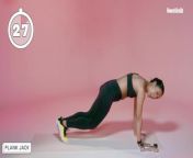 Claudette Sariya, CPT, leads a quick abs workout that uses a light to medium dumbbell and involves planks, toe touches, Russian twists, pull-throughs, and more.