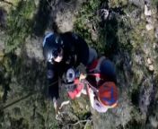 An injured lone hiker was lifted to safety by a helicopter from California&#39;s Napa County.Source: CHP - Golden Gate Division Air Operations