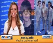 &#60;br/&#62;K, guys, here&#39;s the question of 2010: who has better hair - the Jonas Brothers or Justin Bieber? Get the results right now.&#60;br/&#62;&#60;br/&#62;Hey everyone - you&#39;re back at the ClevverTV studio. I&#39;m Dana Ward asking which JB has the best head of hair. While fans across the nation will probably sound off with definite answers about the thick dark coif versus the smooth swooped chop, it was a bit of a difficult question to answer for some celebs - even a few Camp Rock 2 co-stars to the JoBros. For example, Anna Maria Perez de Tagle spoke up that it&#39;s the trio 100-percent because each of them can rock different hairstyles while the Biebs only has his one signature style. Now Jasmine Richards reportedly said that she wants to be in the middle and not really choose sides. But we think that it was co-star Chloe Bridges who said it best, QUOTE &#39;it&#39;s hard to say. It&#39;s like vanilla versus chocolate - do you like the straight or the wavy? It&#39;s like ice cream flavors.&#39; So these ladies were able to put favorites aside to analyze the hair - can you? Which look do you like on a guy, and who&#39;s look will go down in history as the Look of 2010? We want to hear from you right now, so head over to Twitter.com/ClevverTV, click follow and tell us which JB has the better hair: the Jonas Brothers or Justin Bieber. Thanks for tuning in, I&#39;m Dana Ward, bye!