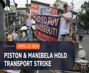 Transportation groups PISTON and Manibela hold another transportation strike on Monday, April 15. This, ahead of the April 30 deadline for individual jeepneys to consolidate.&#60;br/&#62;&#60;br/&#62;Full story: https://www.rappler.com/business/piston-manibela-launch-transport-strike-april-15-2024/