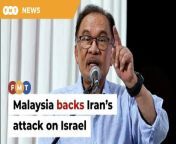 Prime Minister Anwar Ibrahim says Tehran’s response to the attack on its embassy by Tel Aviv is a ‘legitimate act’.&#60;br/&#62;&#60;br/&#62;Read More: &#60;br/&#62;https://www.freemalaysiatoday.com/category/nation/2024/04/15/malaysia-backs-iranian-drone-attack-on-israel/&#60;br/&#62;&#60;br/&#62;Laporan Lanjut: &#60;br/&#62;https://www.freemalaysiatoday.com/category/bahasa/tempatan/2024/04/15/konflik-timur-tengah-kerajaan-pastikan-keselamatan-rakyat-terjamin/&#60;br/&#62;&#60;br/&#62;Free Malaysia Today is an independent, bi-lingual news portal with a focus on Malaysian current affairs.&#60;br/&#62;&#60;br/&#62;Subscribe to our channel - http://bit.ly/2Qo08ry&#60;br/&#62;------------------------------------------------------------------------------------------------------------------------------------------------------&#60;br/&#62;Check us out at https://www.freemalaysiatoday.com&#60;br/&#62;Follow FMT on Facebook: https://bit.ly/49JJoo5&#60;br/&#62;Follow FMT on Dailymotion: https://bit.ly/2WGITHM&#60;br/&#62;Follow FMT on X: https://bit.ly/48zARSW &#60;br/&#62;Follow FMT on Instagram: https://bit.ly/48Cq76h&#60;br/&#62;Follow FMT on TikTok : https://bit.ly/3uKuQFp&#60;br/&#62;Follow FMT Berita on TikTok: https://bit.ly/48vpnQG &#60;br/&#62;Follow FMT Telegram - https://bit.ly/42VyzMX&#60;br/&#62;Follow FMT LinkedIn - https://bit.ly/42YytEb&#60;br/&#62;Follow FMT Lifestyle on Instagram: https://bit.ly/42WrsUj&#60;br/&#62;Follow FMT on WhatsApp: https://bit.ly/49GMbxW &#60;br/&#62;------------------------------------------------------------------------------------------------------------------------------------------------------&#60;br/&#62;Download FMT News App:&#60;br/&#62;Google Play – http://bit.ly/2YSuV46&#60;br/&#62;App Store – https://apple.co/2HNH7gZ&#60;br/&#62;Huawei AppGallery - https://bit.ly/2D2OpNP&#60;br/&#62;&#60;br/&#62;#FMTNews #MalaysiaBacks #Iranian #DroneAttack #Israel