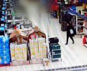 Thief caught on camera assaulting Tesco worker in Peterborough from hik camera