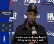 Kevin Durant admitted he was impressed with Anthony Edwards, who shot 40 for the Timberwolves against the Suns