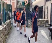 The UVA men&#39;s basketball team arrives for its game against KK Mega Basket on Friday in Rapallo, Italy.