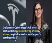 Ark Invest purchased a total of 29,230 shares of Tesla across its ARK Innovation ETF&#60;br/&#62;ARKK, ARK Autonomous Technology &amp; Robotics ETF ARKQ, and ARK Next Generation Internet ETF ARKW. &#60;br/&#62;&#60;br/&#62;The purchase came after Tesla’s Q1 earnings report revealed a year-over-year revenue drop of 9%, missing Wall Street’s consensus estimate.&#60;br/&#62;&#60;br/&#62;The value of the Tesla shares purchased by Ark Invest, based on the closing price of &#36;144.68 on Tuesday, amounts to approximately &#36;4.3 million. This move follows Ark Invest’s acquisition of over &#36;17 million in Tesla shares the previous day, ahead of the first quarter results announcement.