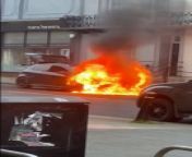 A car on fire in Herne Bay High Street