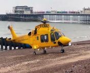 An air ambulance landed on Worthing Beach amid an emergency incident in the high street.&#60;br/&#62;Video by Eddie Mitchell