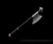 A video, of Kelce&#39;s axe 3D model. Created by Scott Snider using 3DS MAX. Uploaded 04-02-2024.