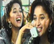 Madhuri talks to her fans on phone and talks about her hobby and her dance to her fans in front of the Lehren camera.