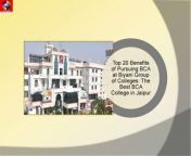 Discover about the top 20 benefits of enrolling in the best BCA college in Jaipur, Biyani Group of Colleges, by reading this article. Discover unmatched chances for job progression, exposure to industry, and academic success. Discover our cutting-edge facilities and creative curriculum designed to produce future IT experts. Begin your path to achievement right now!