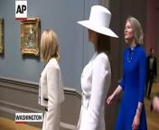 The first ladies of the US and France are touring the Cezannes. Melania Trump and Brigitte Macron on Tuesday headed across Washington to the National Gallery of Art to view the French artist’s work.