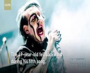 American singer Marilyn Manson collapsed on stage during a concert in Texas on August 18, after complaining of “heat poisoning.” The 49-year-old fell backward during his fifth song.