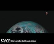A view of Antarctica &amp; the moon can be seen in footage captured by the Meteosat-11 satellte. &#60;br/&#62;&#60;br/&#62;Credit: Simon Proud / NCEO and EUMETSAT &#124; mash mix by Space.com
