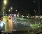 Dramatic footage shows a speeding driver flying through the air after crashing over the top of a Birmingham roundabout and ploughing into another car.&#60;br/&#62;Emergency services were called following the shocking smash which was captured on camera near an Asda supermarket in Great Barr on Tuesday, February 21.&#60;br/&#62;The grey-coloured vehicle can be seen hurtling down Aldridge Road before it failed to stop and careered over the roundabout into another car.&#60;br/&#62;The driver was then said to have fled the scene along Beacon Road and it&#39;s believed miraculously nobody was injured.&#60;br/&#62;