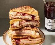 A Monte Cristo sandwich is a decadent sandwich filled with Swiss cheese, ham, turkey, and Dijon mustard.