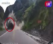 Dashcam captures terrifying moment landslide smashes truck in Peru from webcam capture v