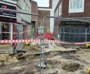 Roadworks in Portsmouth city centre shown in footage taken on Thursday, February 29 2024.