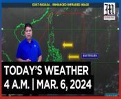 Today&#39;s Weather, 4 A.M. &#124; Mar. 6, 2024&#60;br/&#62;&#60;br/&#62;Video Courtesy of DOST-PAGASA&#60;br/&#62;&#60;br/&#62;Subscribe to The Manila Times Channel - https://tmt.ph/YTSubscribe &#60;br/&#62;&#60;br/&#62;Visit our website at https://www.manilatimes.net &#60;br/&#62;&#60;br/&#62;Follow us: &#60;br/&#62;Facebook - https://tmt.ph/facebook &#60;br/&#62;Instagram - https://tmt.ph/instagram &#60;br/&#62;Twitter - https://tmt.ph/twitter &#60;br/&#62;DailyMotion - https://tmt.ph/dailymotion &#60;br/&#62;&#60;br/&#62;Subscribe to our Digital Edition - https://tmt.ph/digital &#60;br/&#62;&#60;br/&#62;Check out our Podcasts: &#60;br/&#62;Spotify - https://tmt.ph/spotify &#60;br/&#62;Apple Podcasts - https://tmt.ph/applepodcasts &#60;br/&#62;Amazon Music - https://tmt.ph/amazonmusic &#60;br/&#62;Deezer: https://tmt.ph/deezer &#60;br/&#62;Tune In: https://tmt.ph/tunein&#60;br/&#62;&#60;br/&#62;#themanilatimes&#60;br/&#62;#WeatherUpdateToday &#60;br/&#62;#WeatherForecast