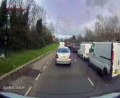 Alarming dash-cam footage has captured the moment a bus in Birmingham ploughs into a car at speed on a busy road&#60;br/&#62;Three people had a lucky escape after the bus smashed into the dark-coloured BMW, which then careered into three other cars in Small Heath.
