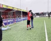 This is the heartwarming moment a severely disabled teenager fulfils his dream of scoring a goal for his beloved football team.&#60;br/&#62;&#60;br/&#62;Brandon Cooper, 17, bravely stepped up in the last minute to take a penalty for non-league Ilkeston Town FC.&#60;br/&#62;&#60;br/&#62;The teenager is one of only 150 people worldwide to suffer from hydroxyglutaric aciduria, a condition that causes progressive brain damage.