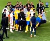 CRISTIANO RONALDO was caught up in a huge bust-up after Al-Nassr was dumped out of the Asian Champions League.&#60;br/&#62;&#60;br/&#62;That’s after Sadio Mane escaped red for grabbing a rival’s throat.&#60;br/&#62;&#60;br/&#62;Team-mates and staff clashed with rivals from Al-Ain after Monday&#39;s dramatic penalty shootout in the quarters.&#60;br/&#62;&#60;br/&#62;Al-Nassr won 4-3 on the night after losing the first leg 1-0, sending the game to extra time.&#60;br/&#62;&#60;br/&#62;Neither side could find an ultimate breakthrough, with Ronaldo left reeling from an awful miss inside the six-yard box.&#60;br/&#62;&#60;br/&#62;Al-Nassr was also lucky to be left with 11 men on the pitch as Mane was seized by a moment of madness.&#60;br/&#62;&#60;br/&#62;With 20 minutes still to go, he grabbed Saeed Juma by the throat before escaping with just a yellow card.&#60;br/&#62;&#60;br/&#62;But the Saudi side did end up with 10 men during extra time, with Ayman Yahya dismissed for a wild challenge.&#60;br/&#62;&#60;br/&#62;The match then went to dreaded spot-kicks, but Ronaldo was the only Al-Nassr star to hit the target as Al-Ain won the shootout 3-1.&#60;br/&#62;&#60;br/&#62;The United Arab Emirates side robustly defended their victory against their moneybags Saudi rivals.&#60;br/&#62;&#60;br/&#62;And it caused a big ruckus to break out on the pitch between players and staff.&#60;br/&#62;&#60;br/&#62;Incredible video footage shows the moment Al-Nassr and Al-Ain clashed near the center circle.&#60;br/&#62;&#60;br/&#62;There was plenty of pushing and shoving between several people.&#60;br/&#62;&#60;br/&#62;One Al-Nassr star was seen being held back by teammates as he tried to get at a rival.&#60;br/&#62;&#60;br/&#62;While more shoves were exchanged by members of staff entering the tunnel.&#60;br/&#62;&#60;br/&#62;Ronaldo could be seen trying to play peacemaker as he urged pals to calm down.&#60;br/&#62;&#60;br/&#62;The former Manchester United star had already been left reeling from an awful miss inside the six-yard box.&#60;br/&#62;&#60;br/&#62;And Al-Nassr boss Luis Castro lamented his side’s wasted chances after coming close to making the semis.&#60;br/&#62;&#60;br/&#62;He said: “Football justice was not with us. We practiced penalties and the players have the responsibility to take them.&#60;br/&#62;&#60;br/&#62;“Individual mistakes are our responsibility, including injuries and suspensions.&#60;br/&#62;&#60;br/&#62;“We had 30 shots on Al-Ain’s goal, we had opportunities in the game and the second half was better than the first.&#60;br/&#62;&#60;br/&#62;“These are difficult moments for us but I congratulate the players on the game, taking into account the difficulties we suffered.”